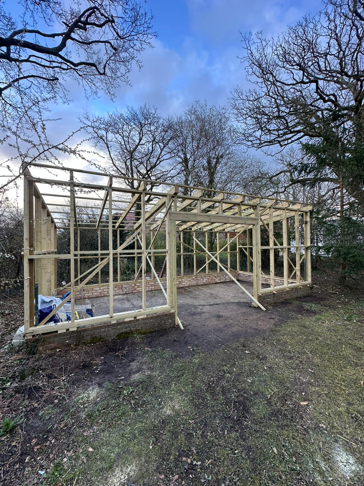 Cabin build project in progress in Burgess Hill