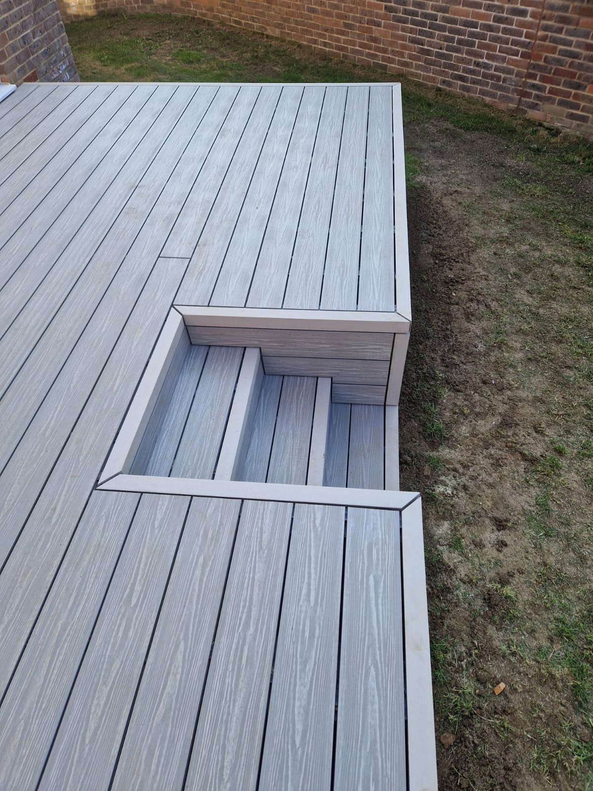 Close-up detail from the finished decking project in Burgess Hill