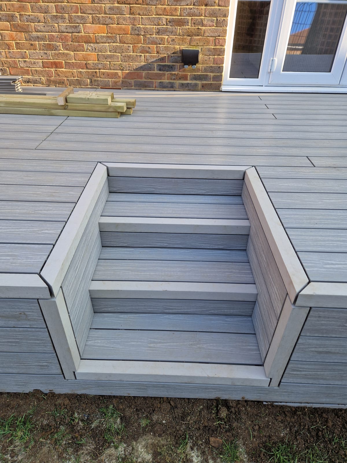 Close-up detail from the finished decking project in Burgess Hill