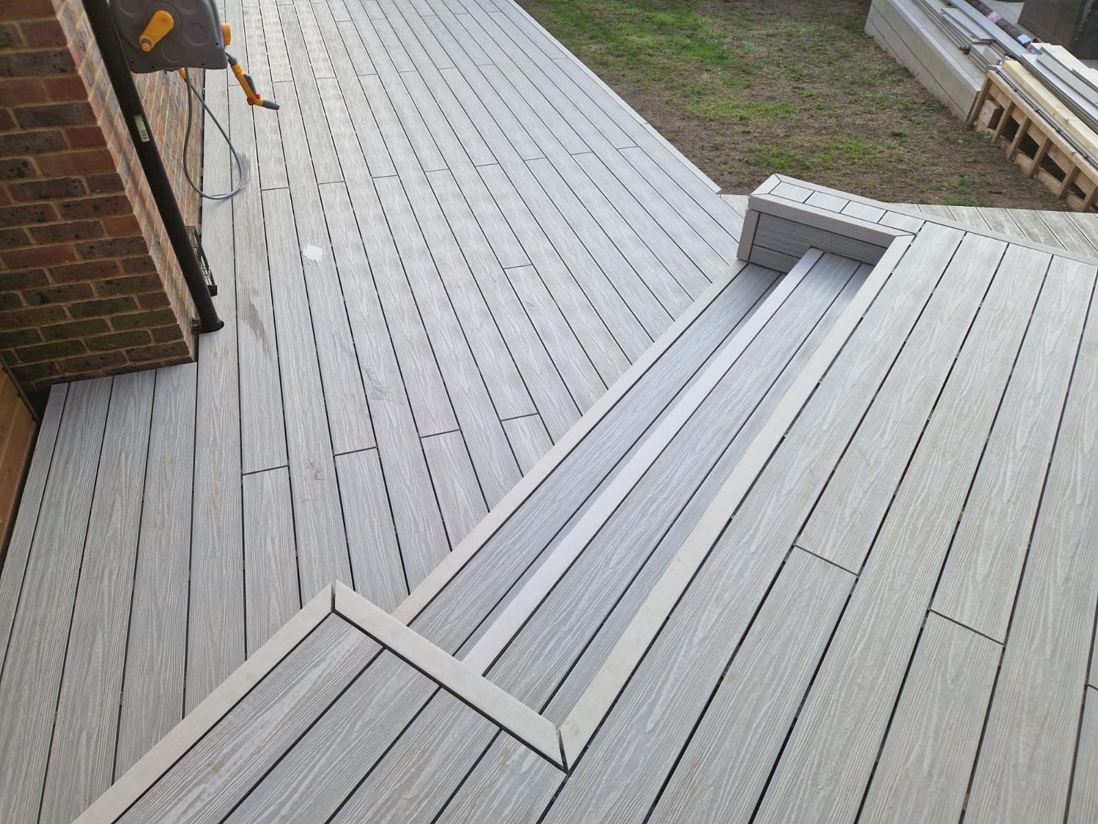 Close-up detail from the finished decking project in Burgess Hill