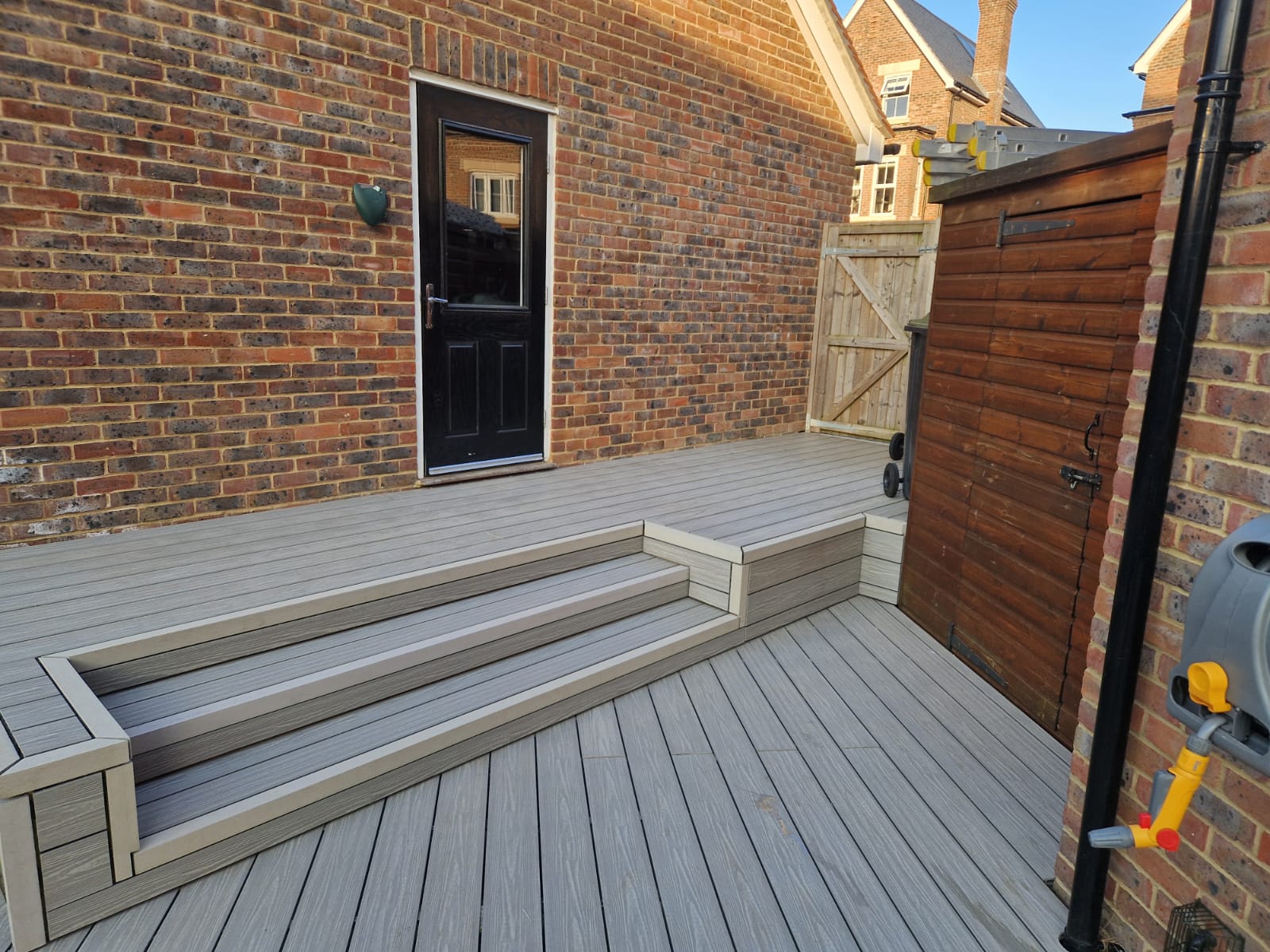 Close-up detail from the finished decking project in Burgess Hill