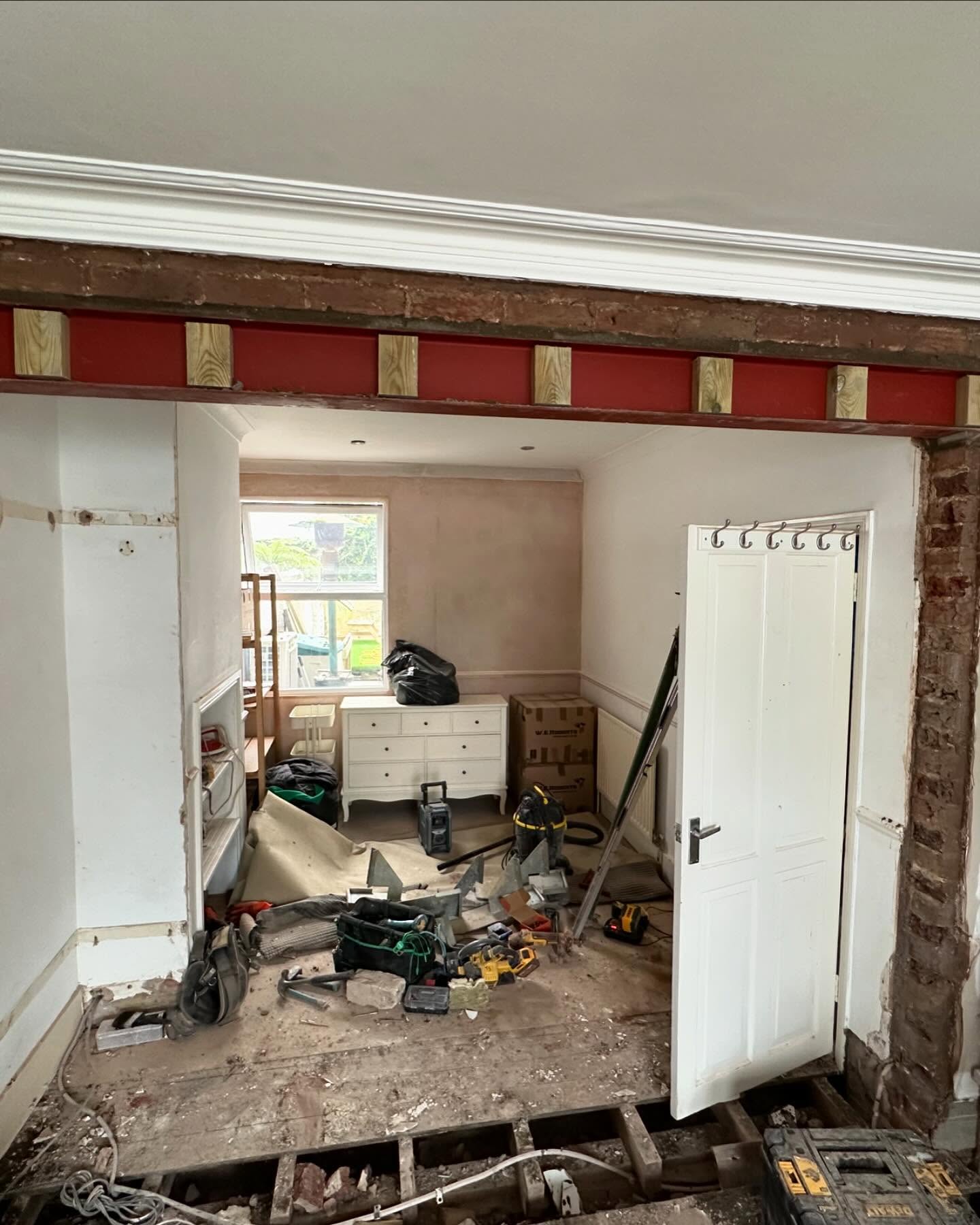 Open-plan living renovation in progress in Hove