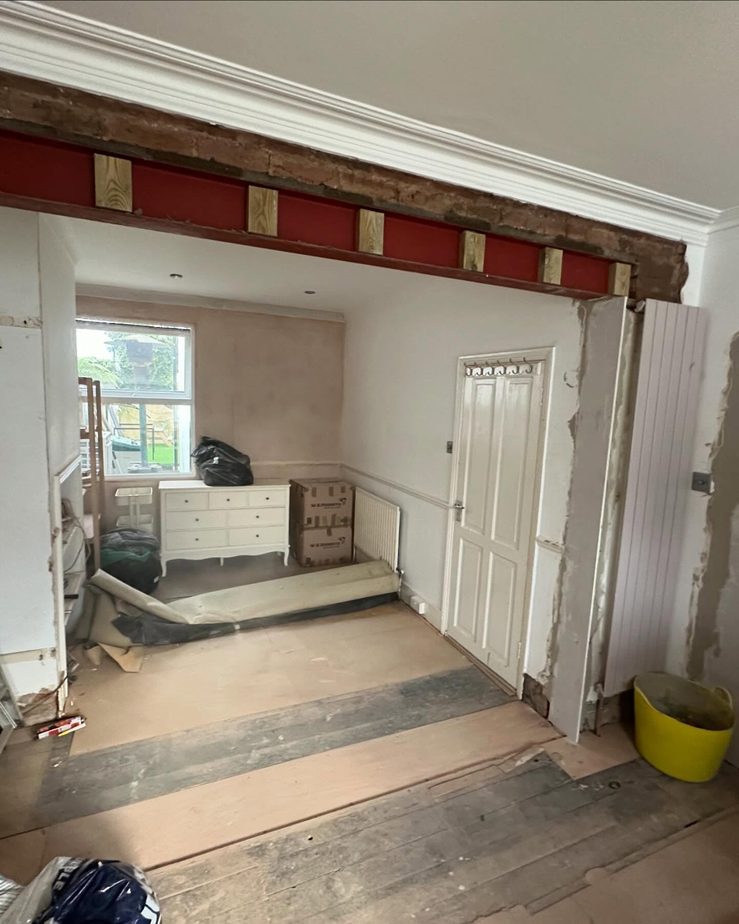 Open-plan living renovation in progress in Hove