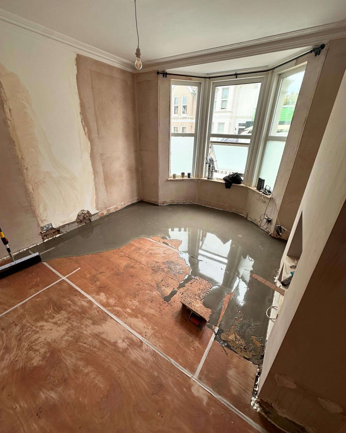 Open-plan living renovation in progress in Hove