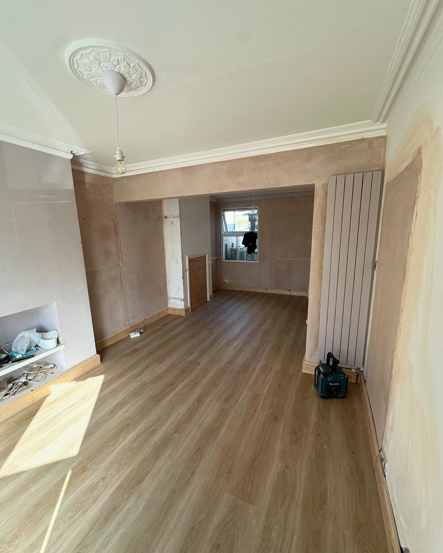 Completed open-plan living renovation in Hove