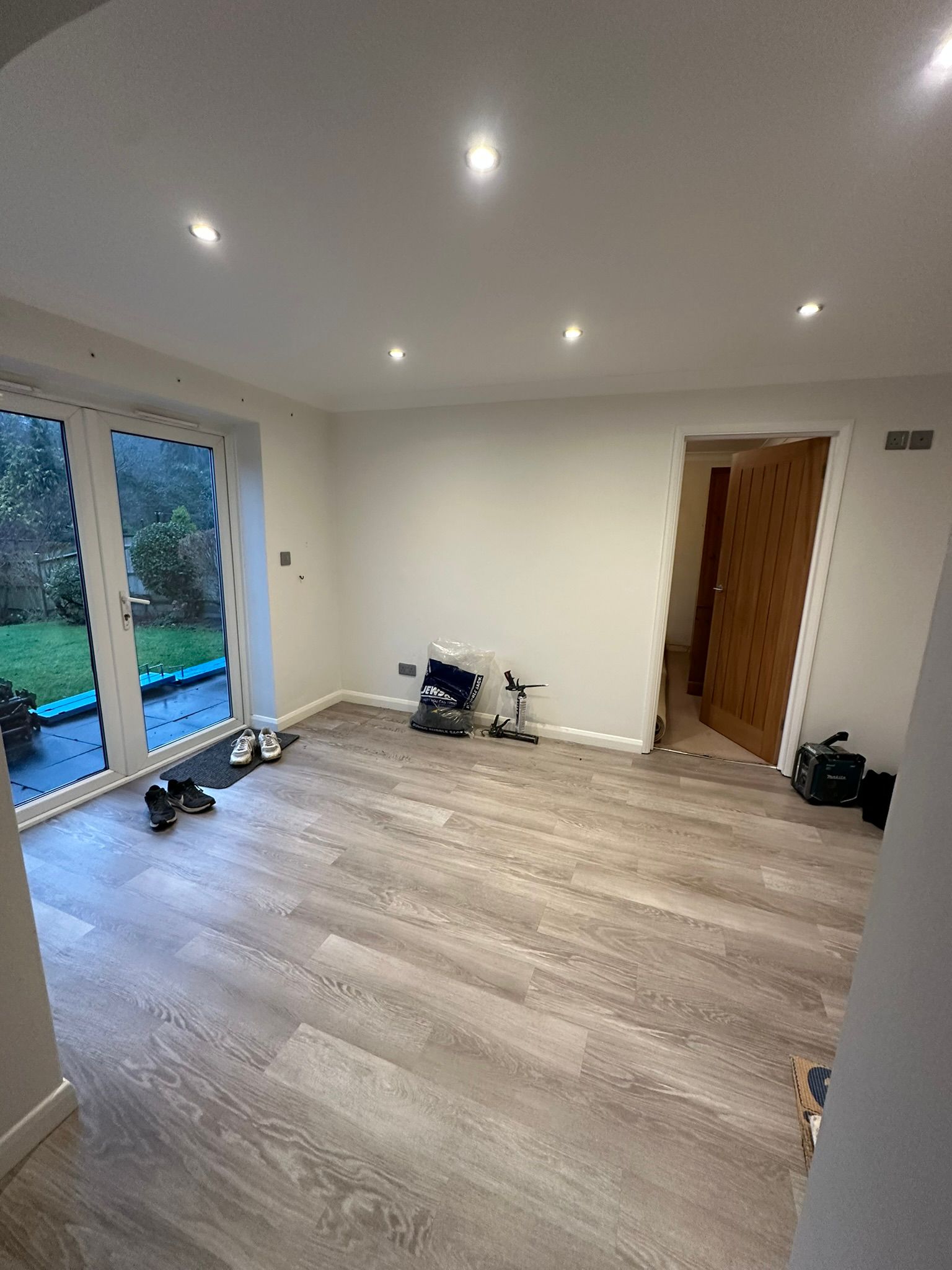 Before photo of the patio and internal wall project in Chiddingfold