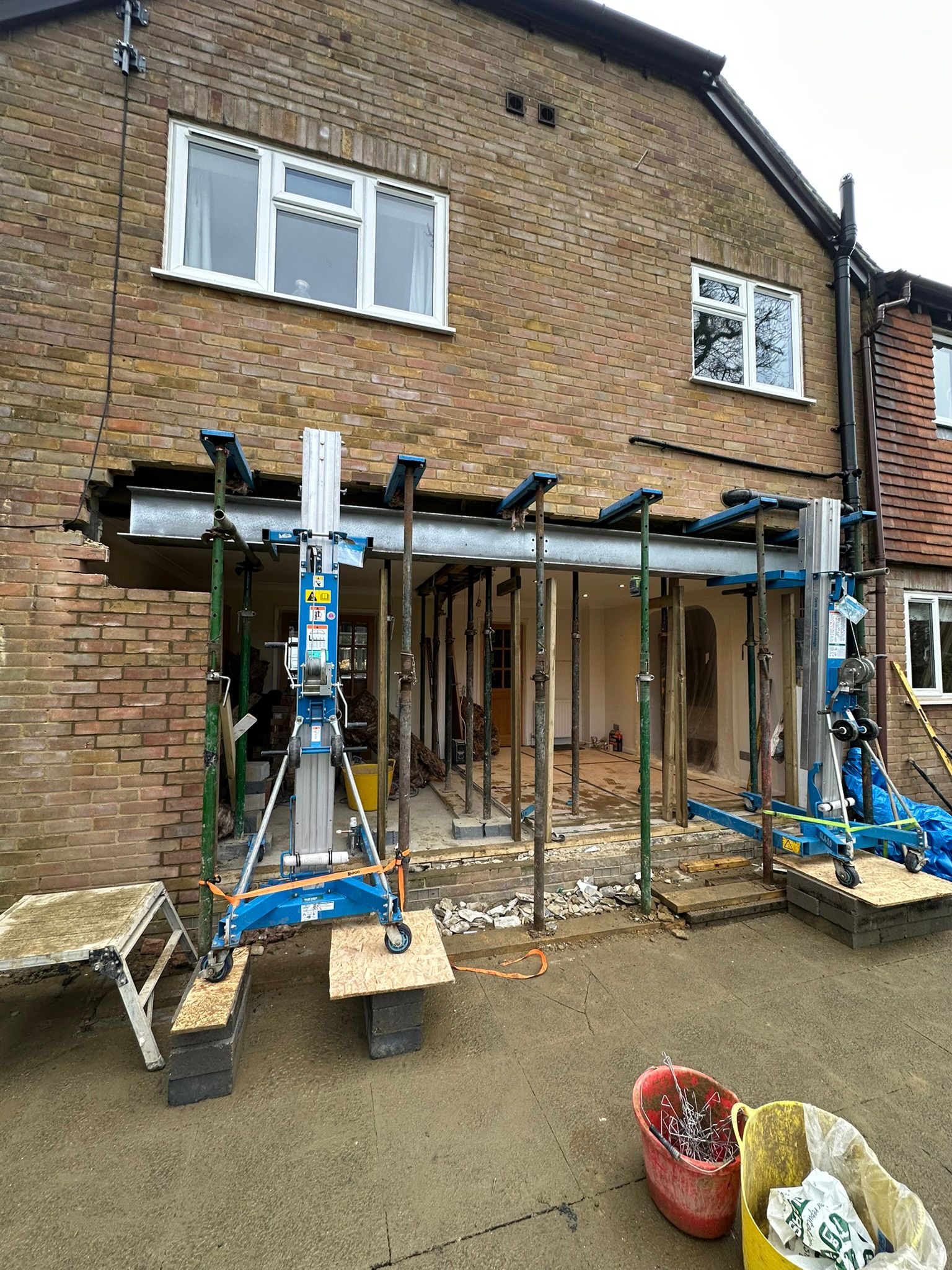 Patio and internal wall project in progress in Chiddingfold