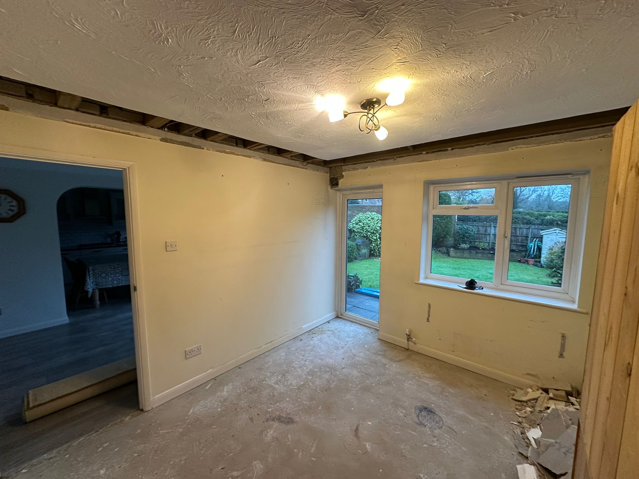Patio and internal wall project in progress in Chiddingfold