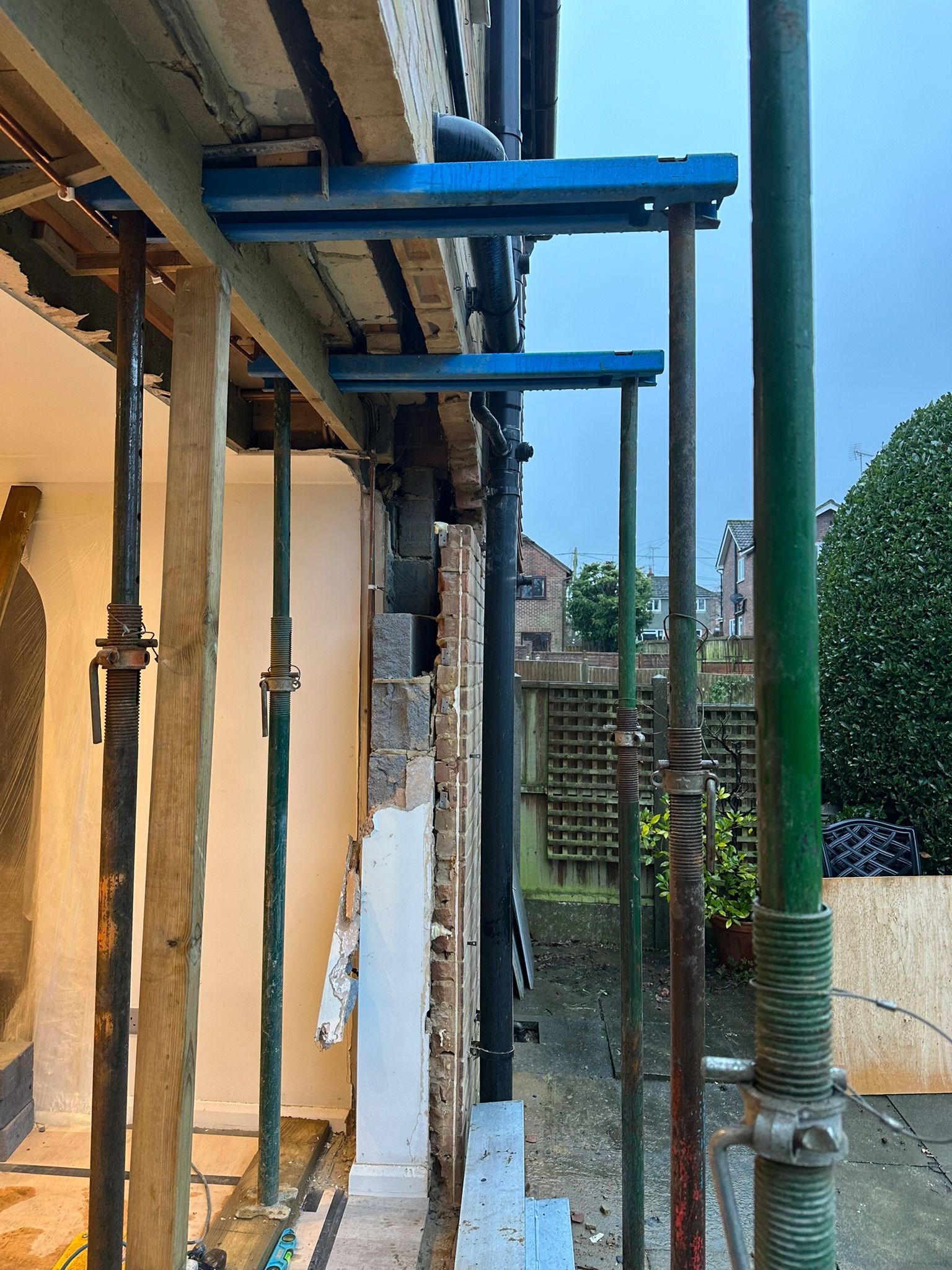 Patio and internal wall project in progress in Chiddingfold