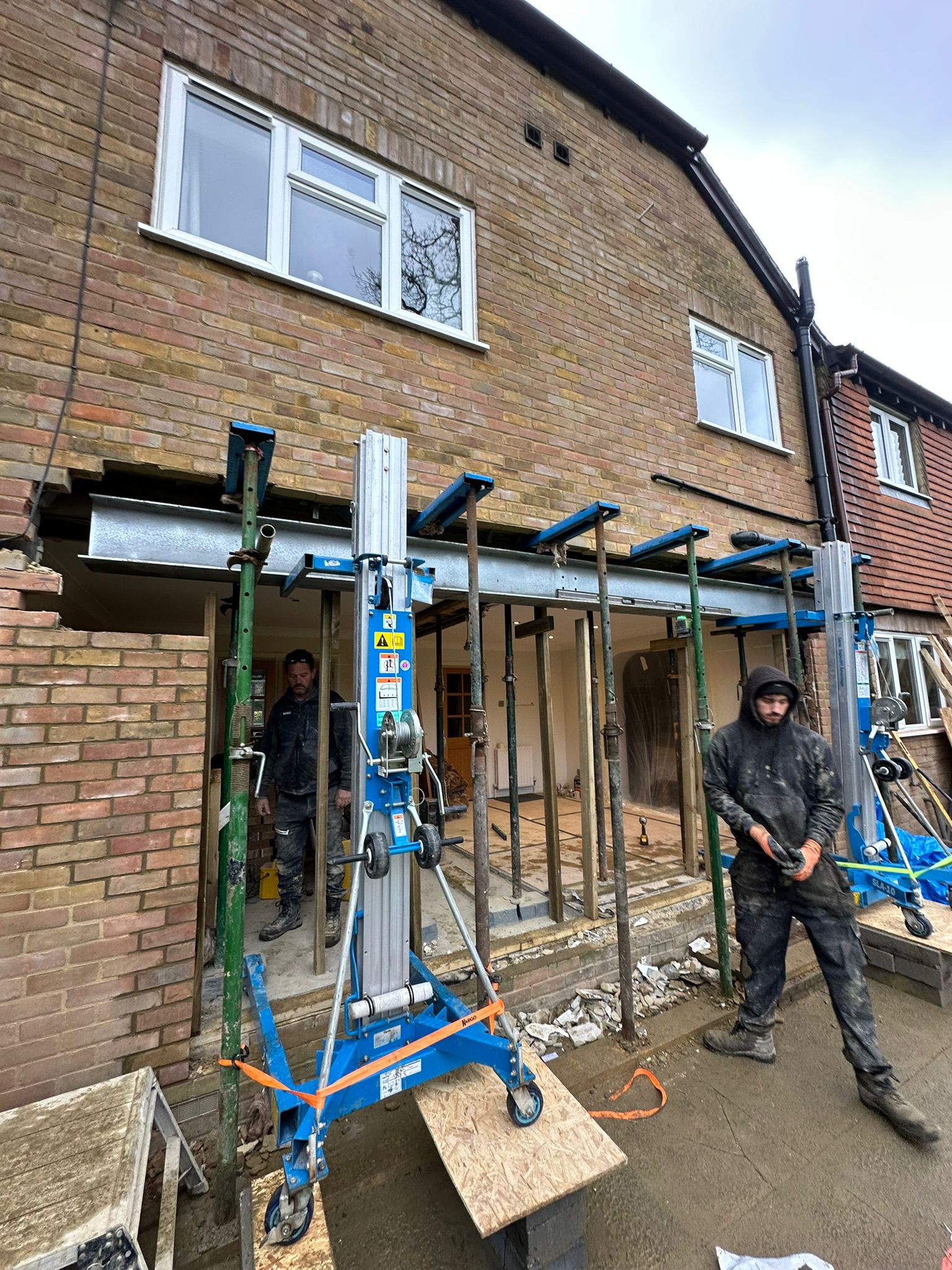 Patio and internal wall project in progress in Chiddingfold