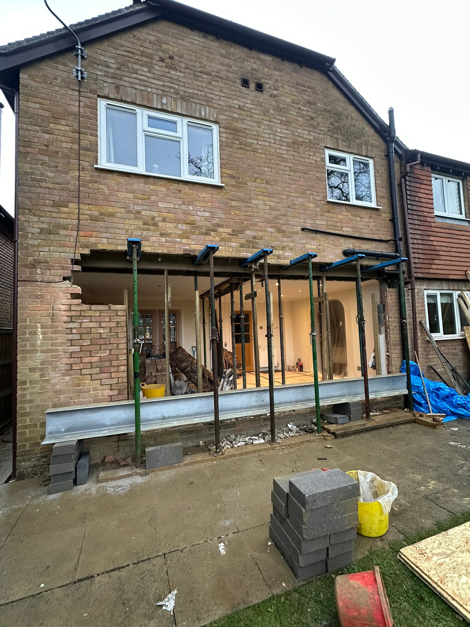 Patio and internal wall project in progress in Chiddingfold