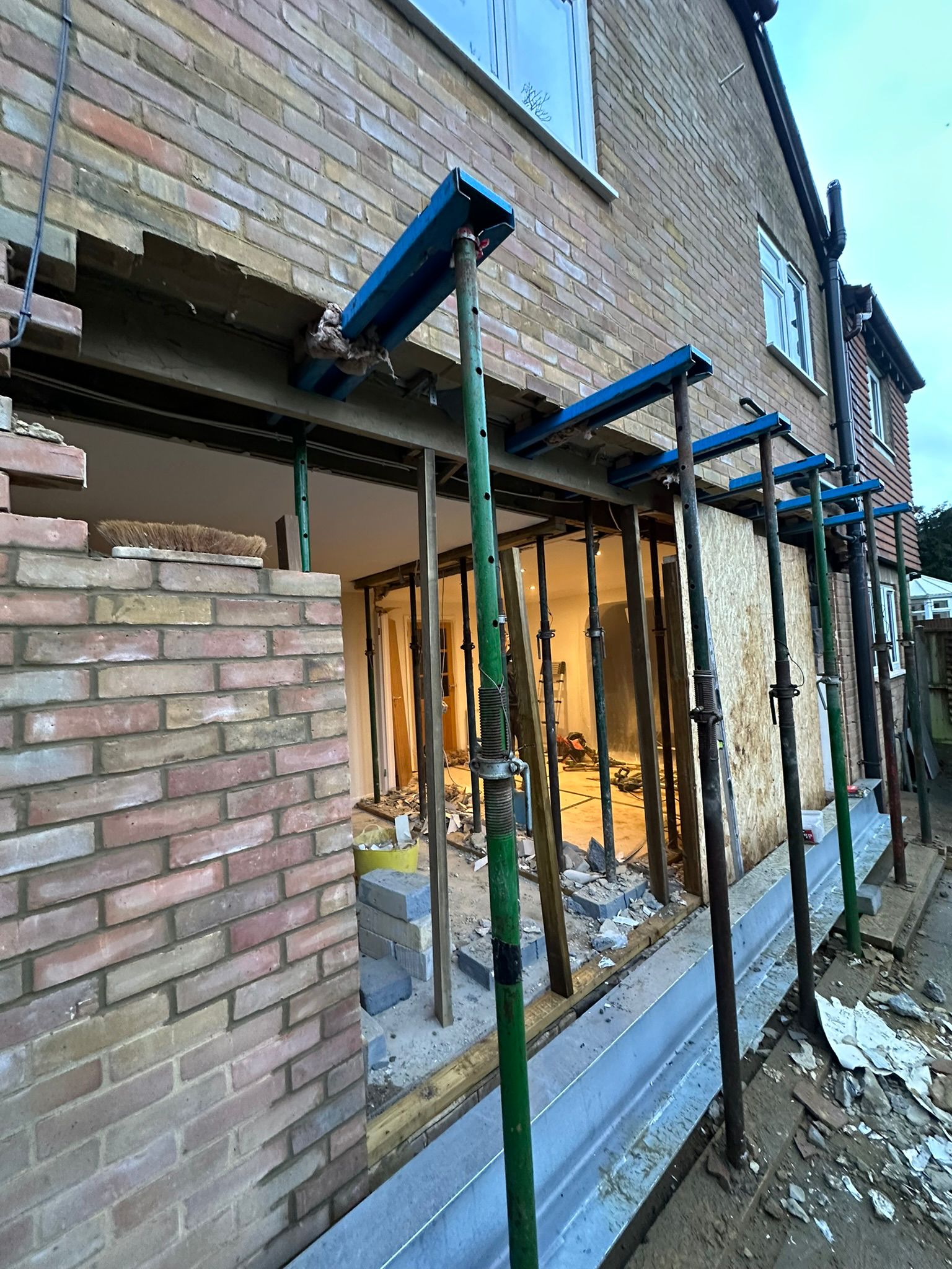 Patio and internal wall project in progress in Chiddingfold