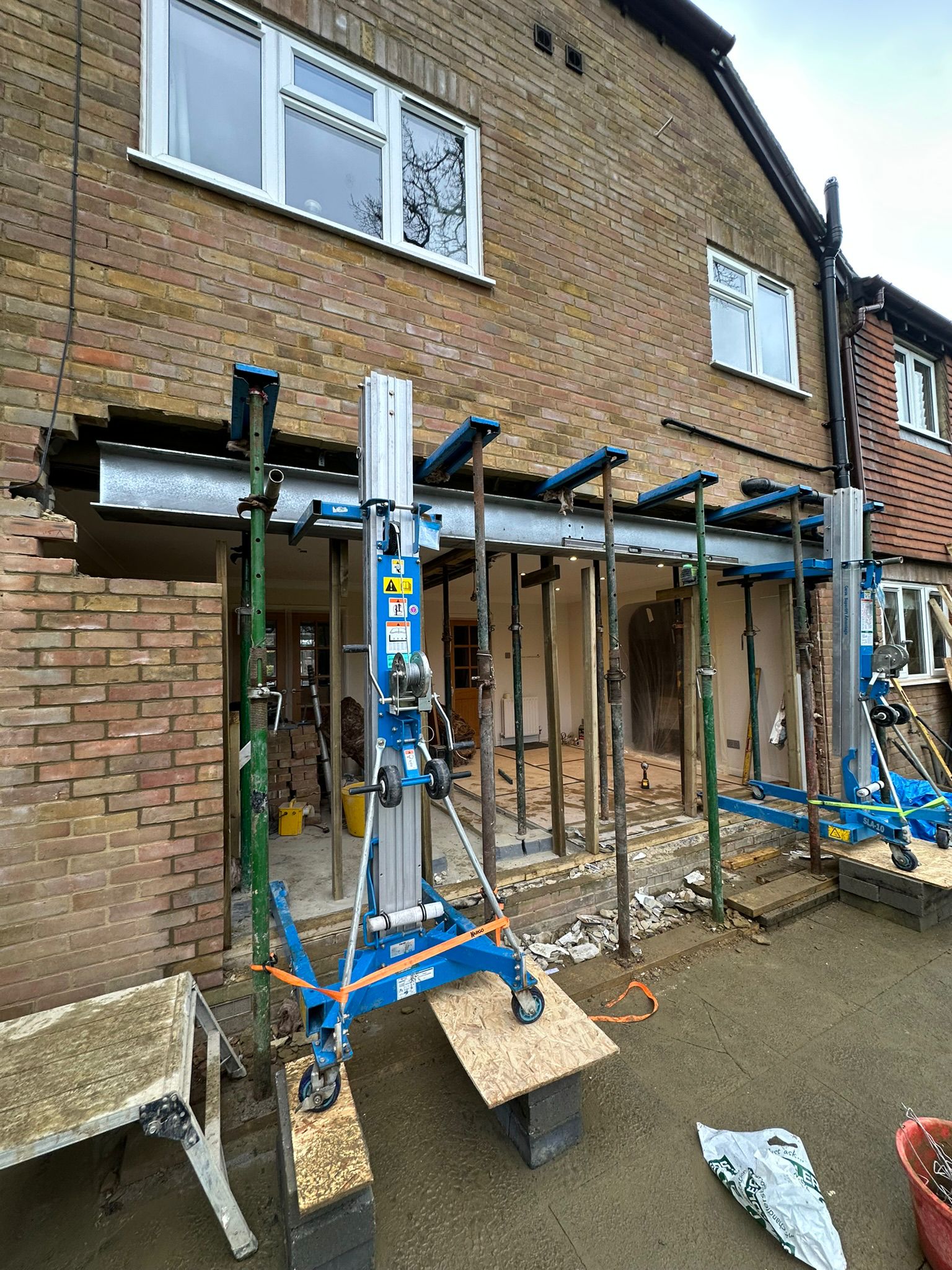 Patio and internal wall project in progress in Chiddingfold