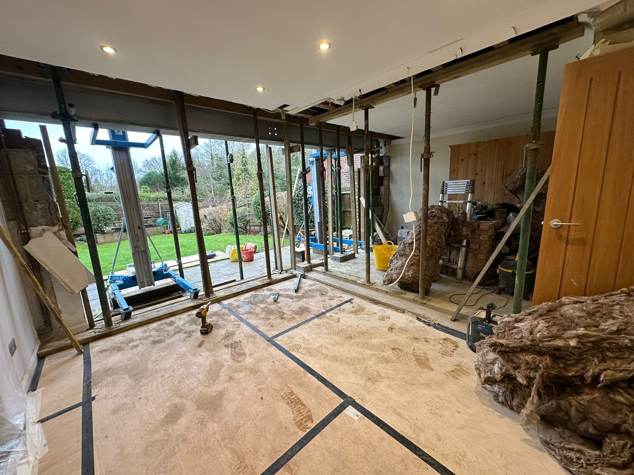 Patio and internal wall project in progress in Chiddingfold