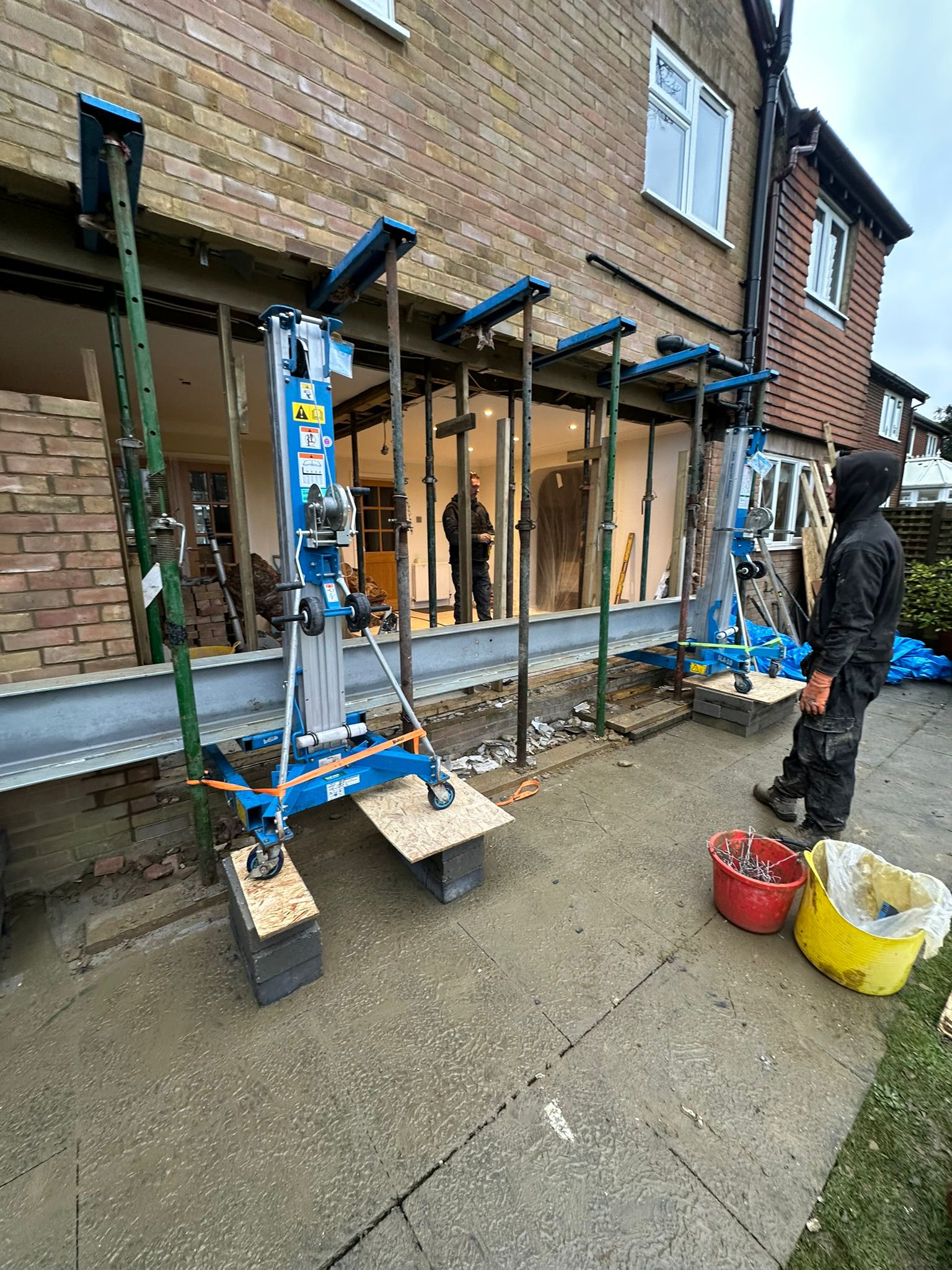 Patio and internal wall project in progress in Chiddingfold