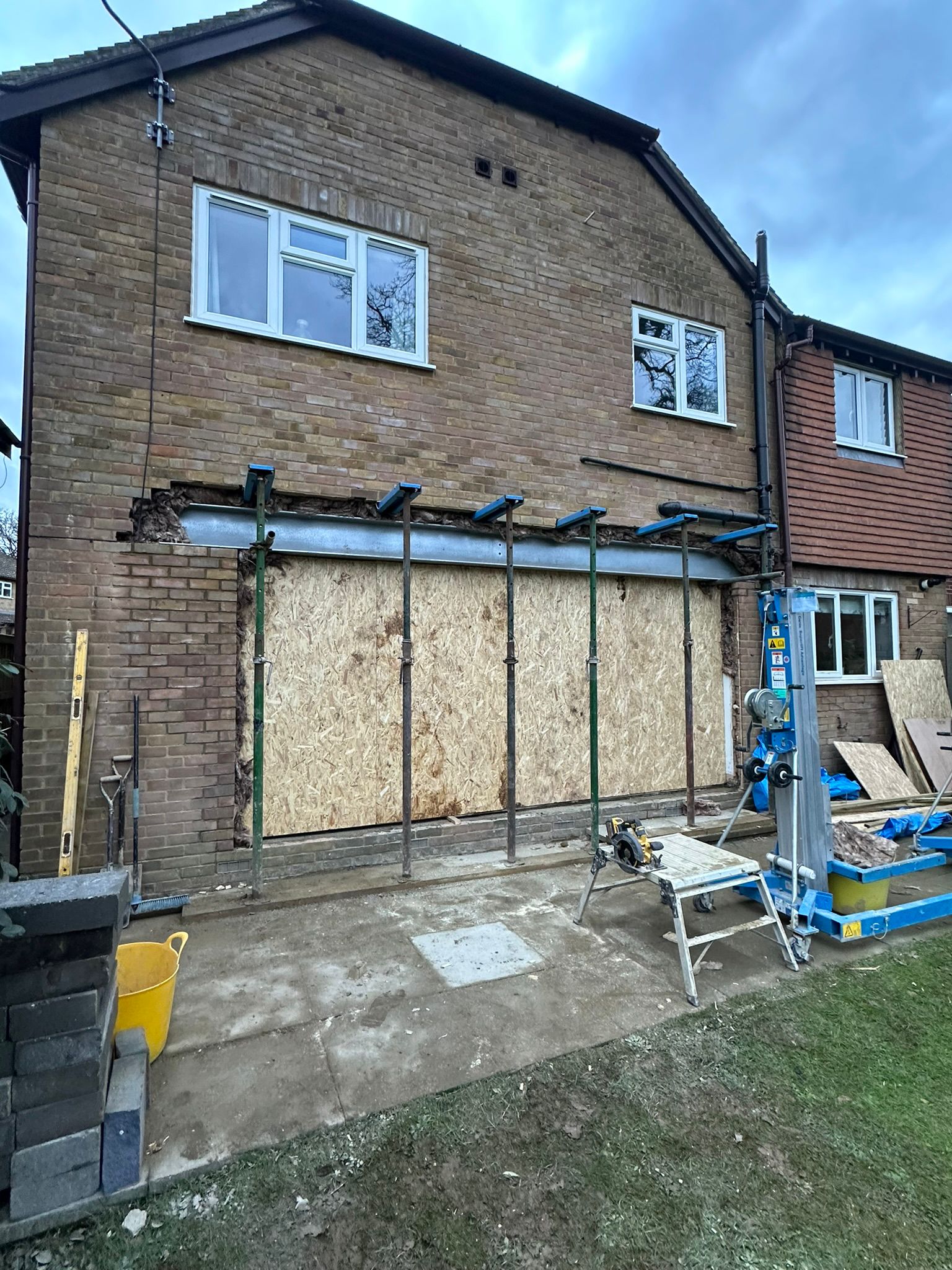 Patio and internal wall project in progress in Chiddingfold