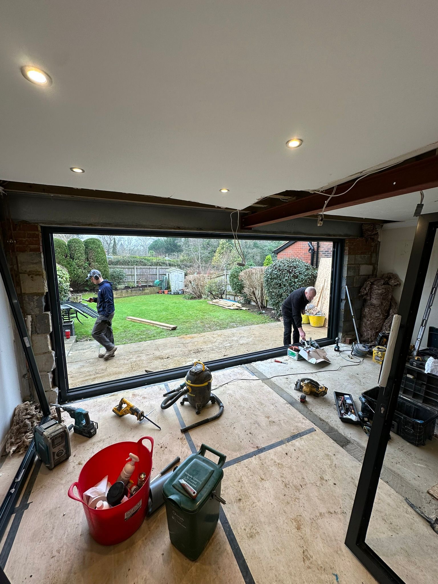 Patio and internal wall project in progress in Chiddingfold