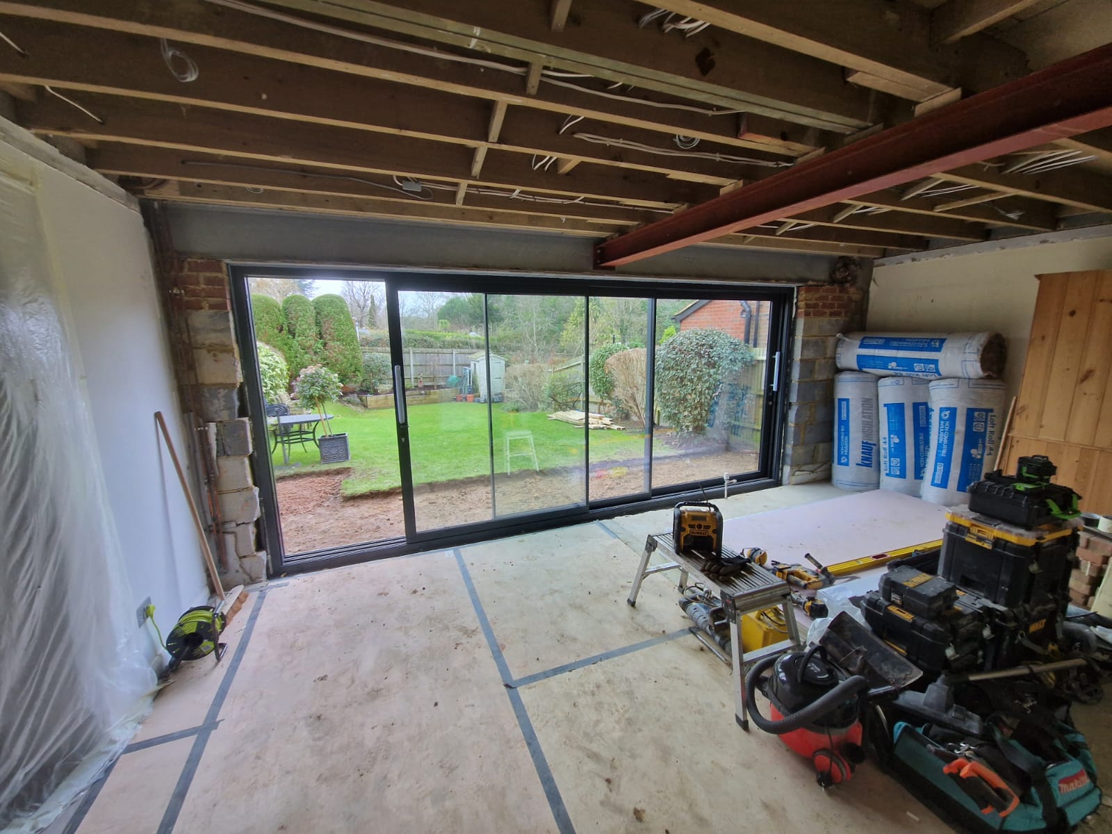 Patio and internal wall project in progress in Chiddingfold