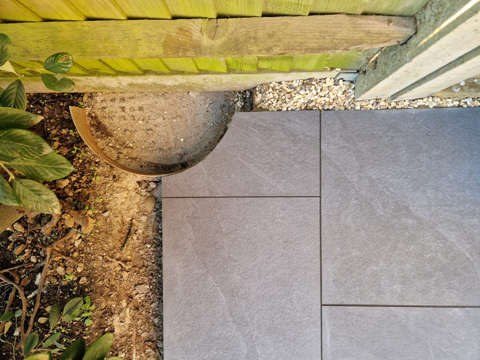 Close-up detail from the finished patio and internal wall project in Chiddingfold