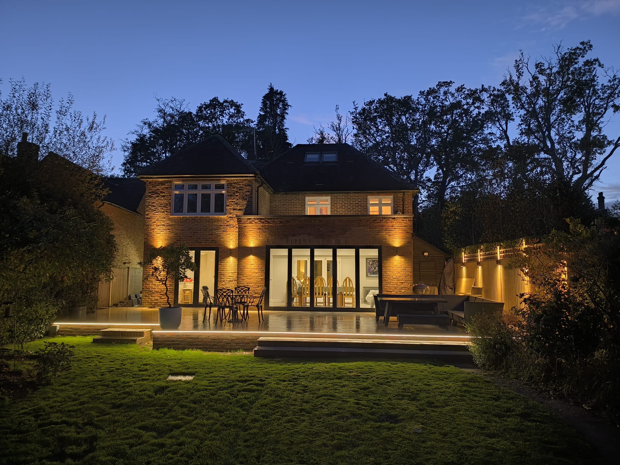 Completed rear extension and large front porch project in Chiddingfold