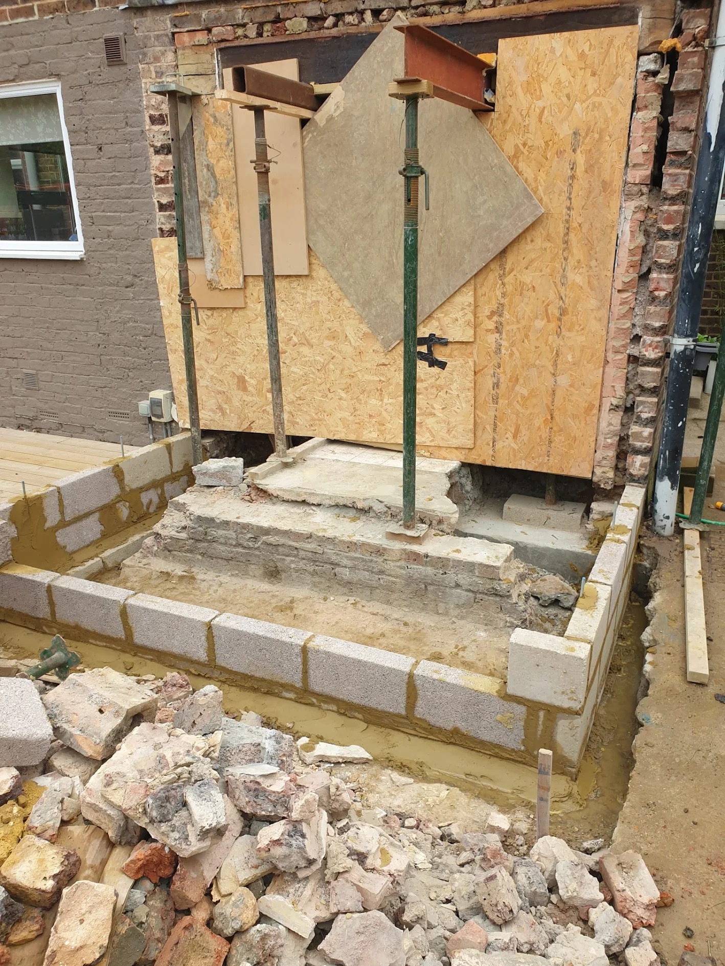 Single-storey rear extension project in progress in Brighton and Sussex