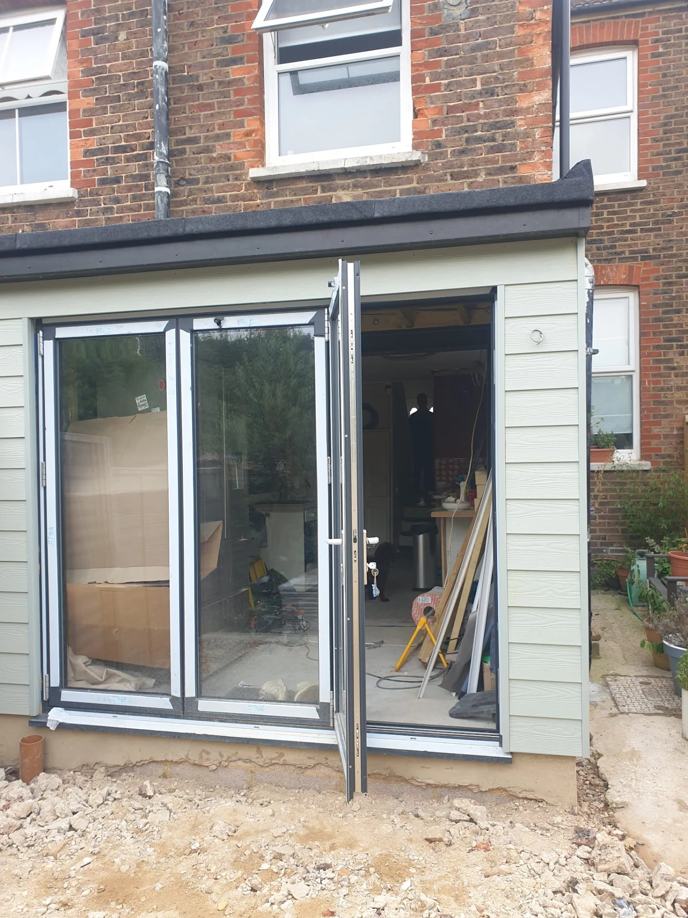 Single-storey rear extension project in progress in Brighton and Sussex
